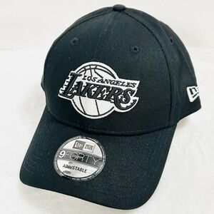 New Era Los Angeles Lakers Core Team 9FORTY Hat Cap Adjustable Strap Black White